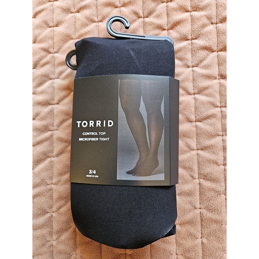 NIP Torrid Control Top Black Opaque Microfiber Tights Plus Size (22/26) 3/4